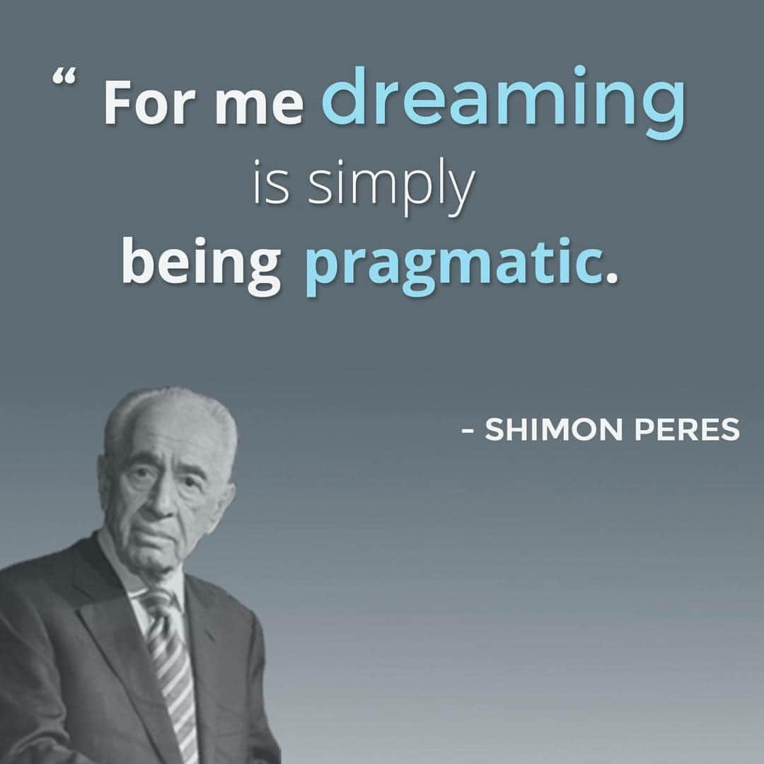 シモン・ペレスのインスタグラム：「President Peres' dreams enabled him to accomplish incredible things over his lifetime! Keep dreaming!  #NoRoomforSmallDreams  בשביל הנשיא פרס ז״ל לחלום פירושו היה להיות מעשי. רק בזכות החלומות והאופטימיות, הצליח לגעת בגבהים ולכבוש פסגות. המשיכו לחלום!」