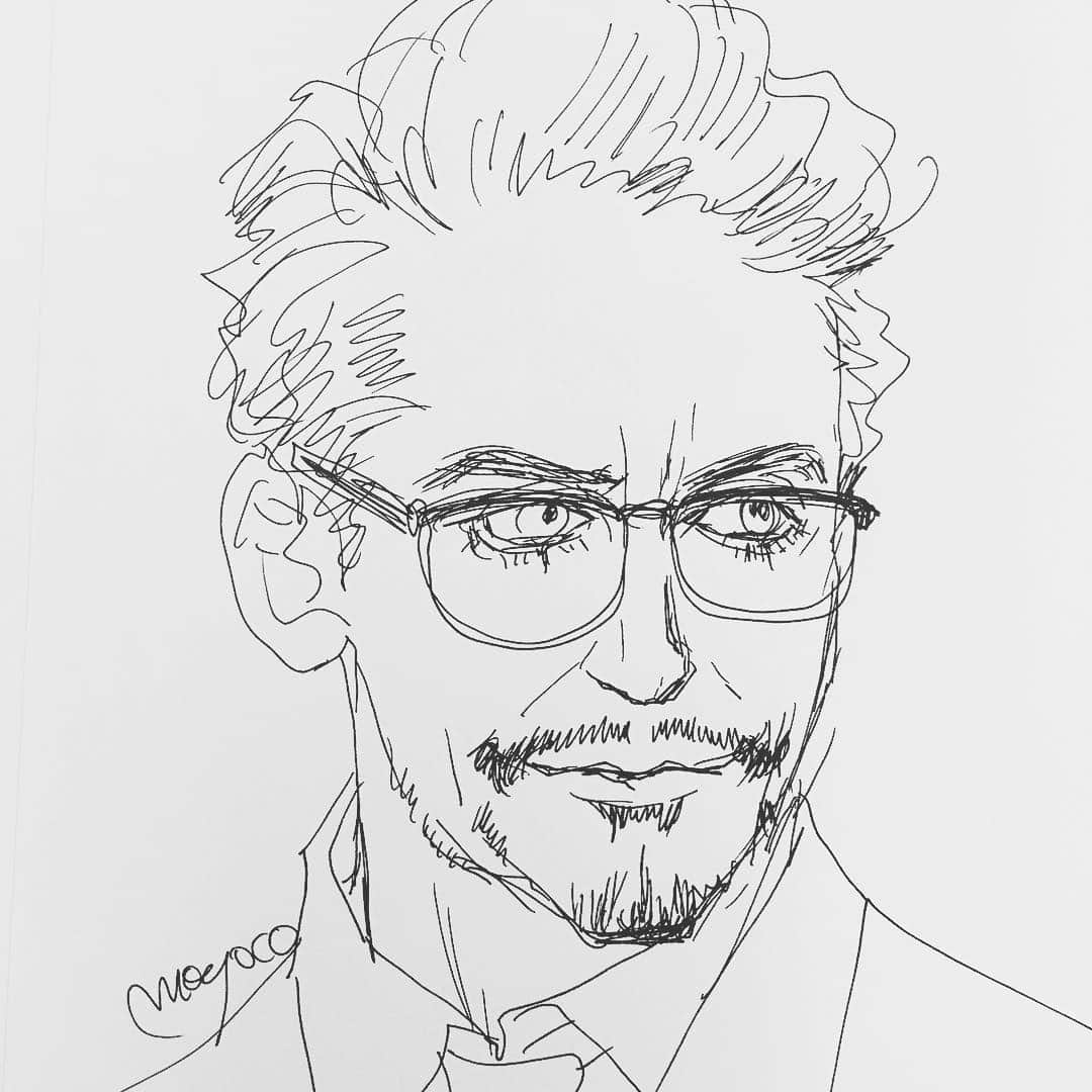 安野モヨコのインスタグラム：「#RobertDowneyJr #RDJ #drowing #illustration #ironman #tonystark #安野モヨコ #moyocoanno」