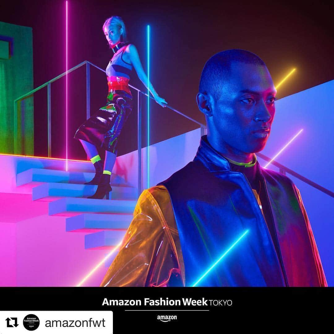 三田真一さんのインスタグラム写真 - (三田真一Instagram)「東京コレクションのキービジュアル担当しました！ #Repost @amazonfwt (@get_repost) ・・・ . Amazon Fashion Week TOKYO 2018 S/S Key visual . [Concept] NEO(N)TOKYO 無数のネオンサインたちが彩る東京の夜。 ネオンたちはまるで意思を持ったかのように メッセージをまき散らしながら、 その艶っぽく柔らかな光で、 東京とファッションをカラフルに照らし出していく。 Nights of Tokyo, colored by countless neon signs. Spreading a message, As if the neon has a will of its own, And with its soft seductive glow, Colorfully illuminates Tokyo and fashion. . [Staff] ■Creative Director / Video Director 児玉 裕一 Yuichi Kodama (vivision) . ■Art Director 手島 領 Ryo Teshima (KEI-KO TOKYO INC.) . ■Producer 稲垣 護 Mamoru Inagaki (GEEK PICTURES) . ■Photographer 半沢 健 Takeshi Hanzawa (GLASSLOFT) . ■Stylist 三田 真一 Shinichi Mita (KiKi inc.) . ■Hair & Make-up Artist 原田 忠 Tadashi Harada（SHISEIDO） . ■Designer 松原 沙希 Saki Matsubara (DESIGN BOY INC.) . ■Photo Retoucher 栗山 和弥 Kazuya Kuriyama (CREATURE INC.) . ■Models Male：えんどぅ ENDo Female：アユミ ターンブル Ayumi Turnbull . #AmazonFWT #AmazonFashionWeekTOKYO #AFWT #アマゾンファッションウィーク #2018ss #fashionweek #tokyo . #児玉裕一 #YuichiKodama #手島領 #RyoTeshima #稲垣護 #MamoruInagaki #半沢健 #TakeshiHanzawa #三田真一 #ShinichiMita #原田忠 #TadashiHarada.#松原沙希 #SakiMatsubara #栗山和弥 #KazuyaKuriyama #えんどぅ #ENDo #アユミターンブル #AyumiTurnbull #SHISEIDO #juhatokyo」8月25日 12時42分 - mitershinichi