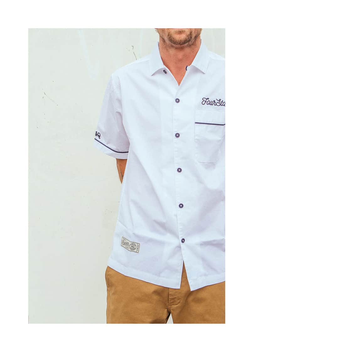 フォースターのインスタグラム：「The Bowler Short sleeve shirt is just one of many sample items that are on sale for a limited time!! Our Fourstar sample sale is going on right now! Only Large size available! Get there while you can! Link in bio! #fourstarclothing #samplesale」