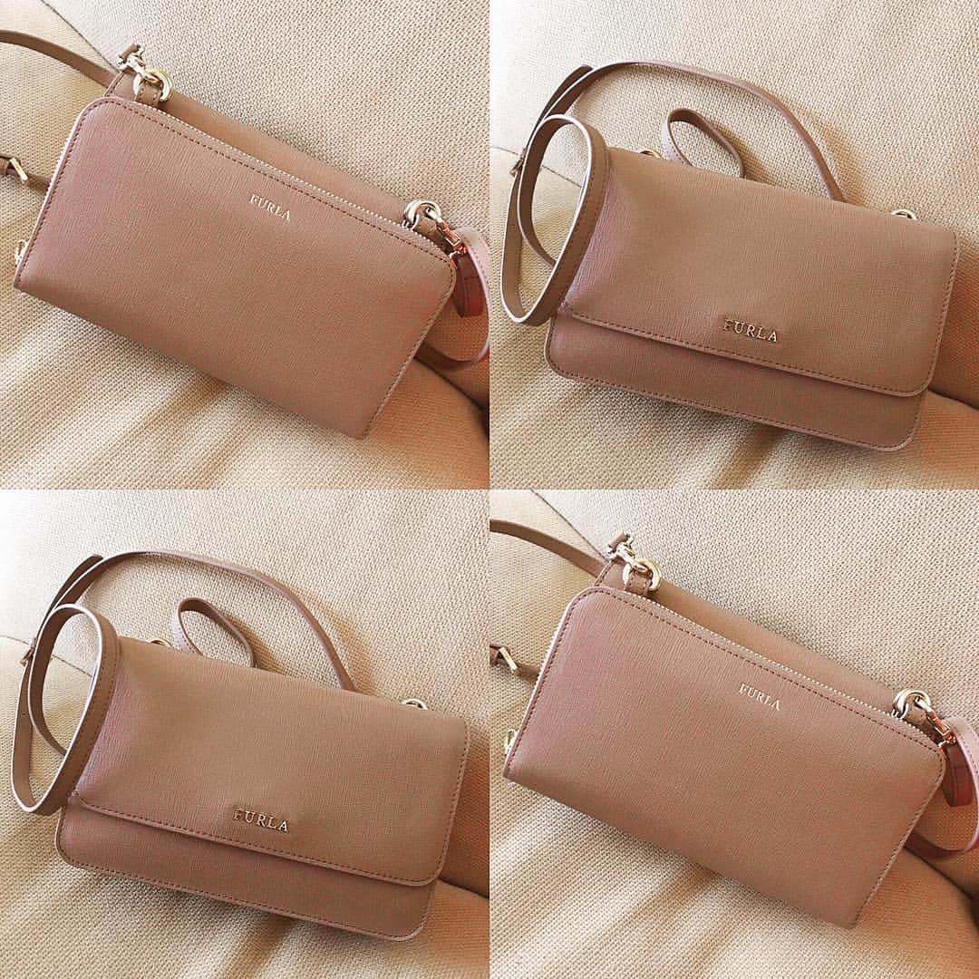 虎南有香のインスタグラム：「#リーヴァクロスボディポーチ #バッグウォレット #FURLA 届いたー😍🙌💗」