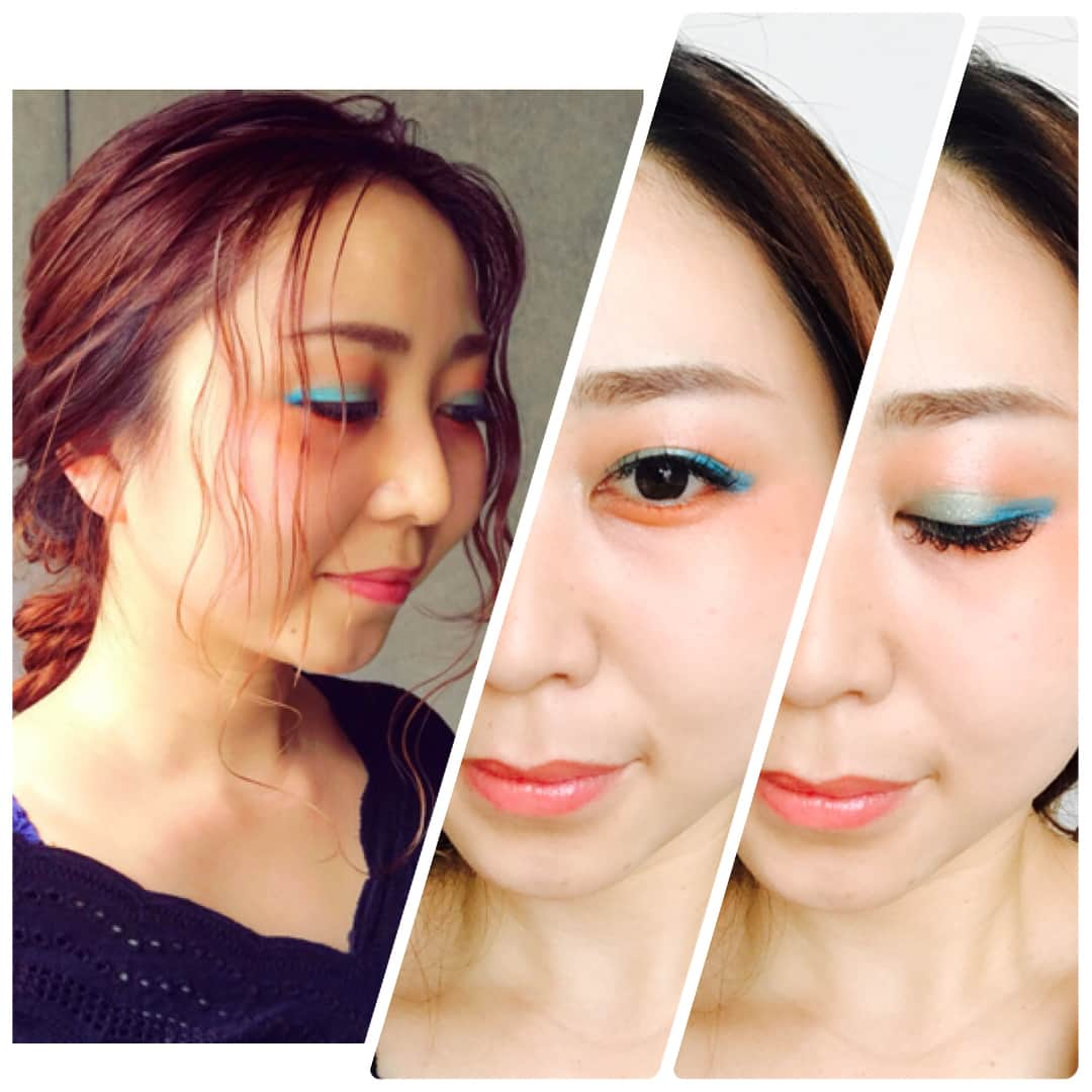 mero！さんのインスタグラム写真 - (mero！Instagram)「summer🐠eye👀☀️ オレンジ🍊×スカイブルー🐠で涼しげeye👀 遅くなりましたがhow to💫投稿です😊💓 eye👀☀️🐠 ①THREE ウイスパーグロスフォーアイ01 ②マリブビューティアイシャドウパレット55色 ③カラーポップ BANANA DAIQUIRI ④SEPHORA colorful shadow&liner 11 Turquoise ⑤エチュードハウス ブレンディングペンシル ベルベット #19  1→①をまぶた全体にぬる。 2→②を目を囲うように薄くぬる。 3→③を二重幅にぬる。★全体に塗らず目尻は少し残して！ 4→④を目中心から、目尻ぬる。★やや目尻跳ね上げぎみに！ 5→②を涙袋に濃ゆくぬる。 6→⑤を下まぶた目尻にいれる。★下まぶたインサイドぎみに！  2枚目💫 美容師さんに撮ってもらった写真💓オレンジ🍊が好きなのでオレンジ系の髪色にしてもらいました😊💓 オレンジ系🍊の髪色にスカイブルーeye👀🐠が相性良くて気に入ってます💓  #メイク #make #eye #eyeshadow #eyemake #shadow #アイシャドー #二重 #丸顔 #朝時間 #朝美人 #朝美人アンバサダー #プチプラ #プチプラコスメ #エチュードハウス #カラーポップ #colorpop #colorpopme #マリブビューティ #シャドウパレット #THREE #summer #カラフル #夏 #夏メイク #オレンジ #orange」8月28日 13時57分 - mero5332