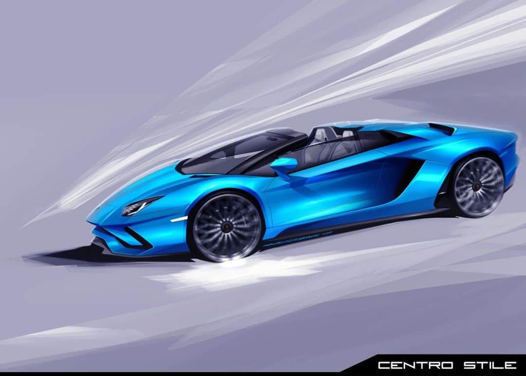 のインスタグラム：「Deep and bold lines: the main features of #AventadorSRoadster that distinguish it in the design made by the #Lamborghini Centro Stile.」