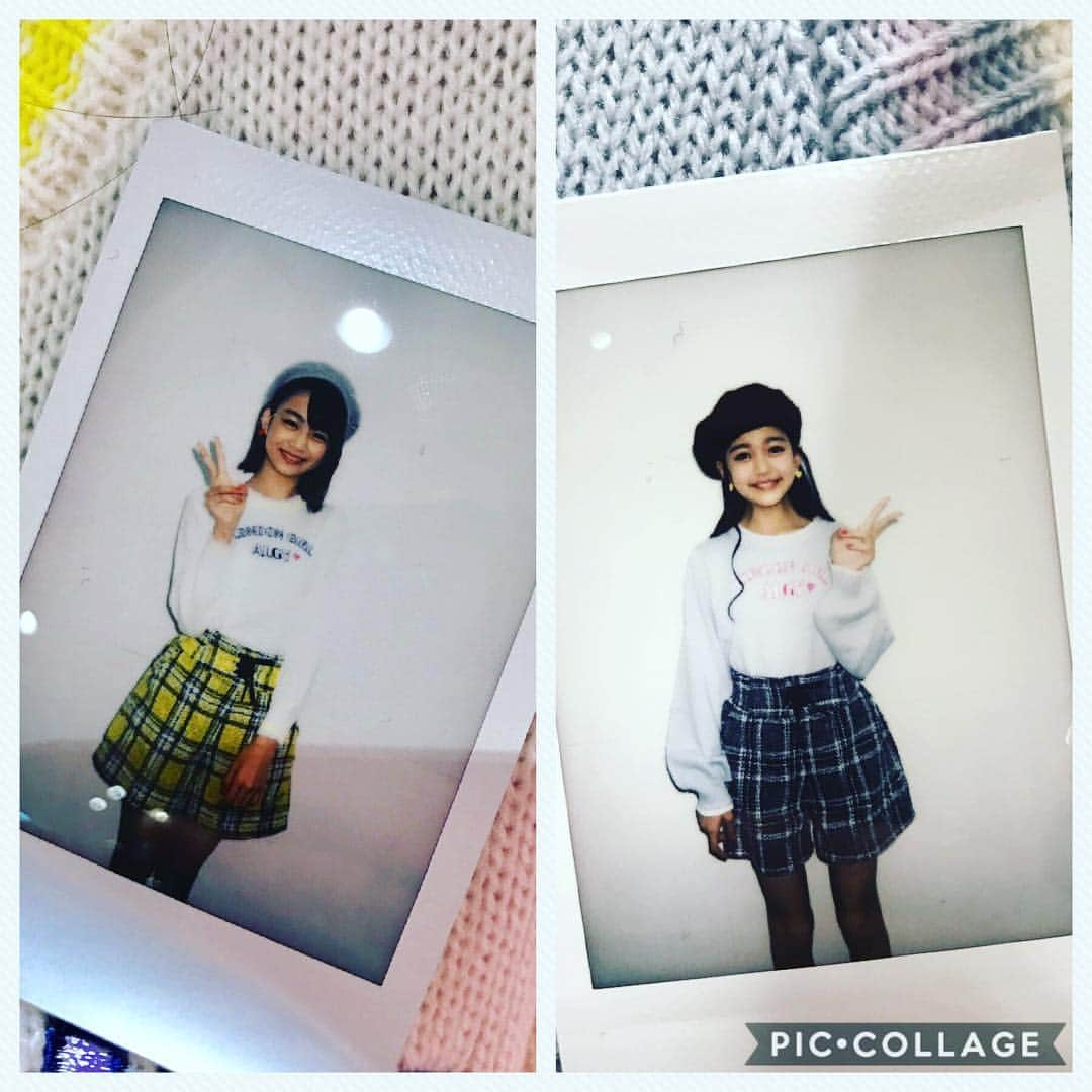 ニコ☆プチのインスタグラム：「アルジーイベント第1部のコーデはハヤりのチェックボトムスがポイントの双子コーデでした♪  ただいま2人は店舗にて接客中☆ 第2部は14:30から。まだまだ間に合うからぜひ遊びに来てねーー！！ #ニコプチ  #algy  #ららぽーと海老名  #高田凛  #安村真奈」