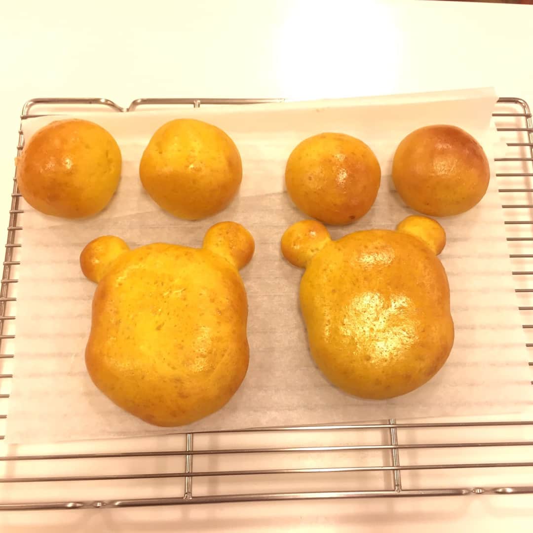 畠山愛理さんのインスタグラム写真 - (畠山愛理Instagram)「昨日は友達とプーさんのパンプキンパン作ってきました🎃🍯🍞私が作ったのはしまじろう寄りのプーさんの方😆生地こねるのってこんなに力が必要なんですね！すごい美味しかったし楽しかったです😋😆🌸 #手作りパン」10月7日 13時07分 - airihatakeyama