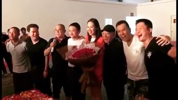 ジェット・リーのインスタグラム：「Congratulation to @donnieyenofficial on his wedding anniversary. Jack ma, Wu Jing, Yuen Woo-Ping and I gave them a surprise by showing up together!  #jetli」