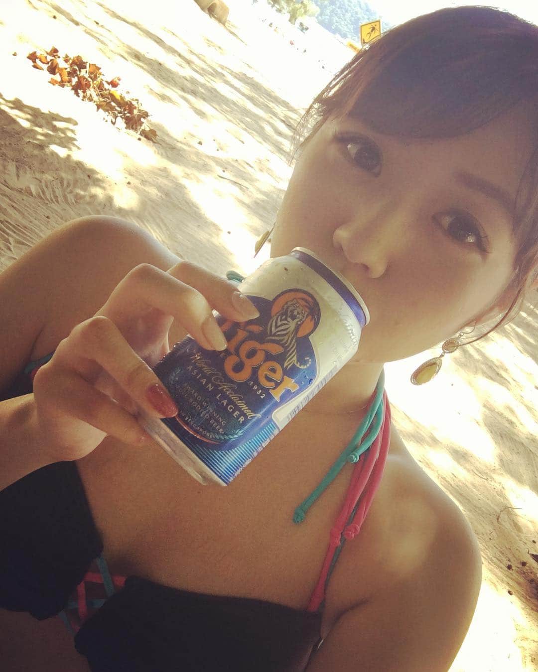 跡部みぅのインスタグラム：「今年の夏はコタキナバルです！小学生の時に1年半ほどマレーシアに住んでて、小学生ぶりのマレーシア🇲🇾🙋まぁ、住んでたのはマラッカだけど 今日はサピ島という島で遊びましたー🎶タイガービア最高✨」