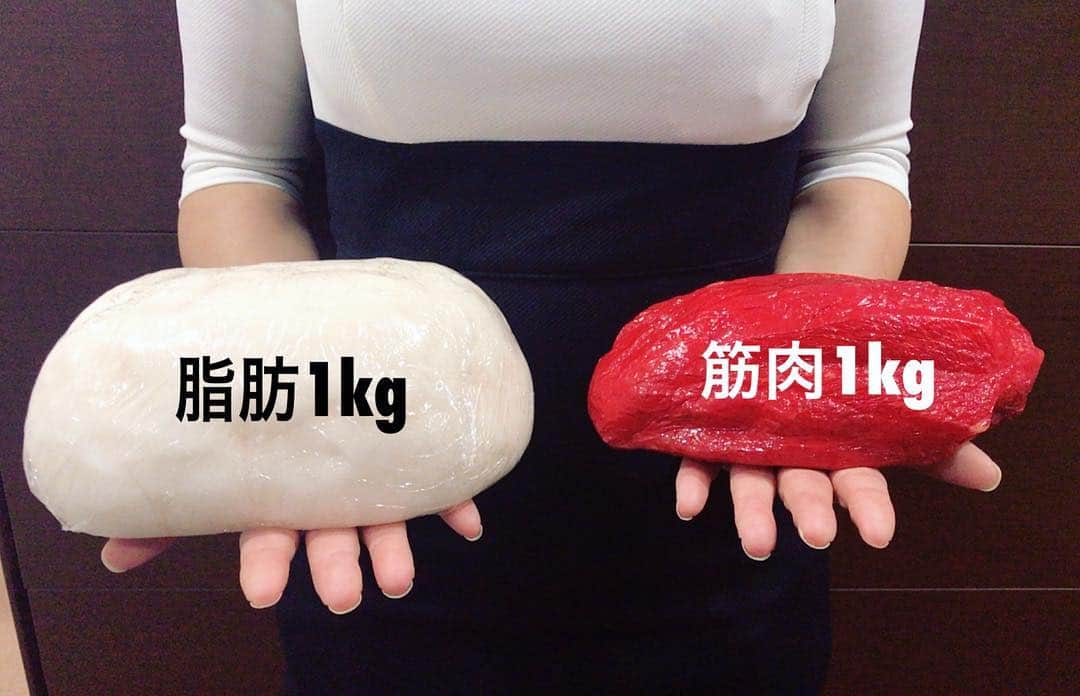 金子エミさんのインスタグラム写真 - (金子エミInstagram)「筋肉と脂肪1kgの模型❤️ 体脂肪を1kgを消費するのに、一般的に必要な運動量とは？  #スイミング 🏊 16時間 #ジョギング 🏃‍♀️ 23時間 #ウォーキング 🚶‍♀️ 39時間 #サイクリング 🚴‍♀️ 36時間  #渋谷DSクリニック」9月28日 15時23分 - emikaneko1114