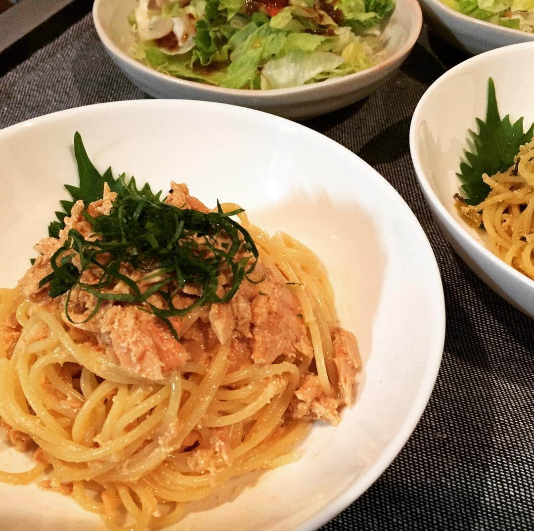 のインスタグラム：「楢崎の明太子使用 ツナ明太パスタ」