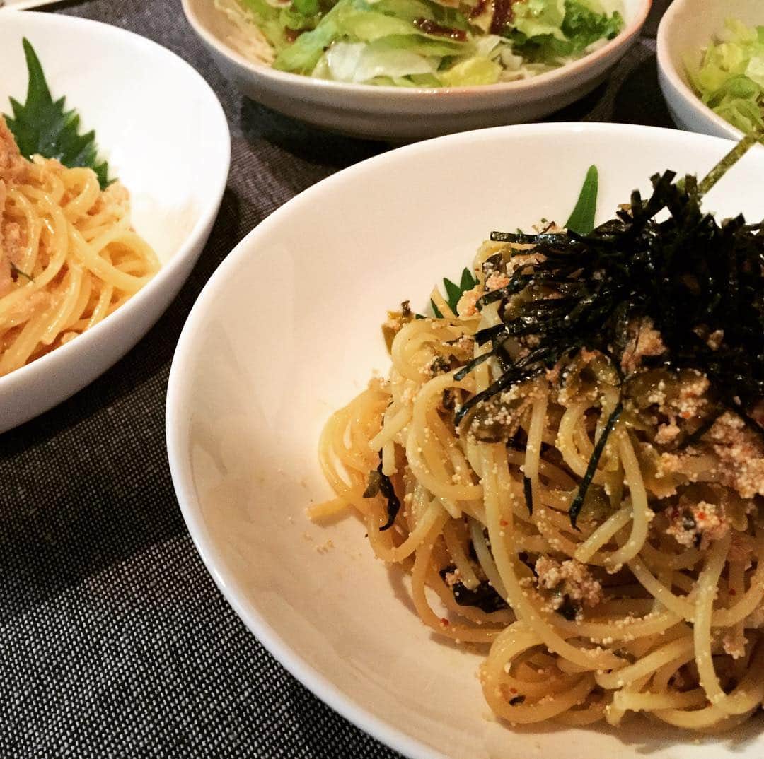 のインスタグラム：「楢崎の明太子使用 高菜明太パスタ」