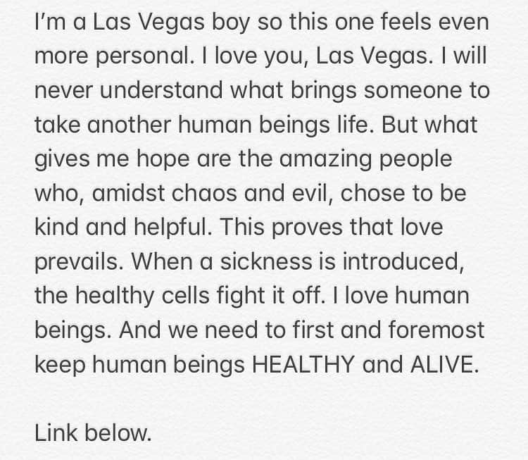 ブレンドン・ウリーさんのインスタグラム写真 - (ブレンドン・ウリーInstagram)「https://www.gofundme.com/dr2ks2-las-vegas-victims-fund」10月3日 3時46分 - brendonurie