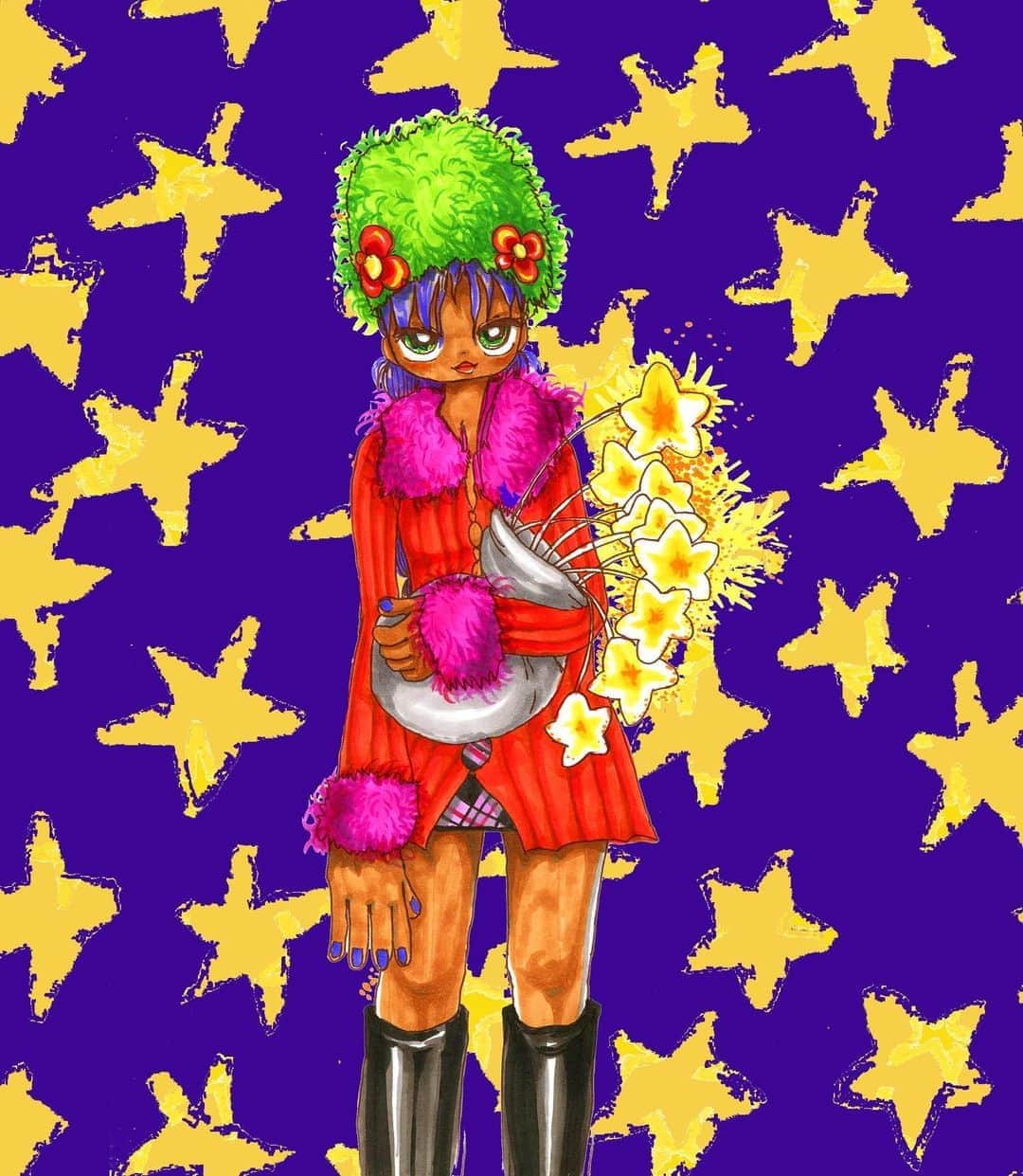 UNIFのインスタグラム：「⭑･* ✩˚ a bouquet of stars ⭒☆ ⋆ˊˎ-  and the ℂitrus ℂardigan by the ⋆ amazing ⋆ @myokahara ⌒☆」