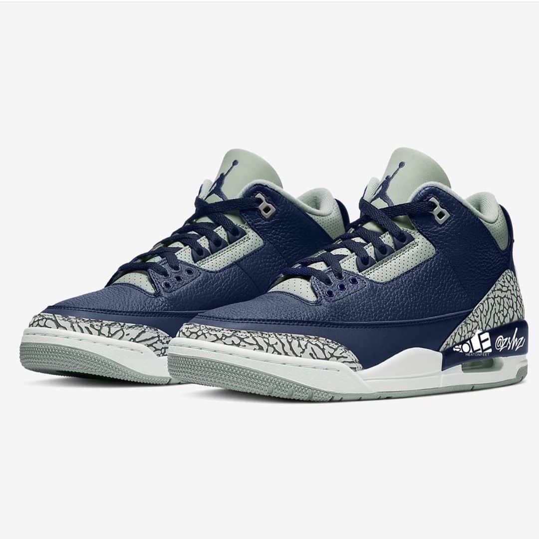 Sneakgalleryさんのインスタグラム写真 - (SneakgalleryInstagram)「Air Jordan 3 #Georgetown or #Yankees inspired colorway is set to debut March 2021 🔥. Double Tap if you’re feeling these!」5月6日 4時34分 - sneakgallery