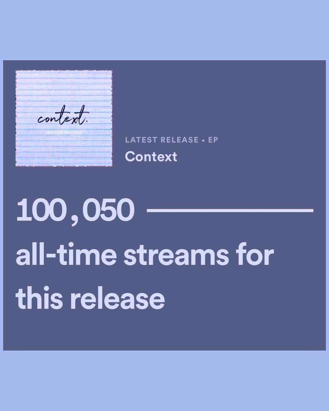メラニー・イグレシアスのインスタグラム：「100K+ streams for my one month old debut EP Context!!! Swipe for a celebration dance. 🕺🏽✨」