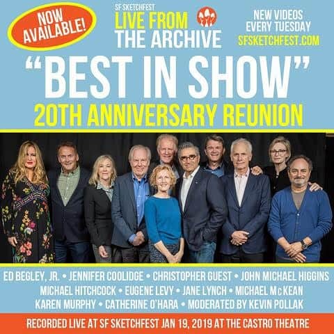 ジェーン・リンチさんのインスタグラム写真 - (ジェーン・リンチInstagram)「Available Now! Live from the Archive: “Best in Show” 20th Anniversary Reunion Panel  https://www.sfsketchfest.com/watch/ Featuring Ed Begley Jr., Jennifer Coolidge, Christopher Guest, John Michael Higgins, Michael Hitchcock, Eugene Levy, Jane Lynch, Michael McKean, Catherine O'Hara, producer Karen Murphy, and moderator Kevin Pollak Recorded Live at SF Sketchfest on January 19, 2019 at the Castro Theatre Available at https://www.sfsketchfest.com/watch/」5月6日 5時44分 - janelynchofficial