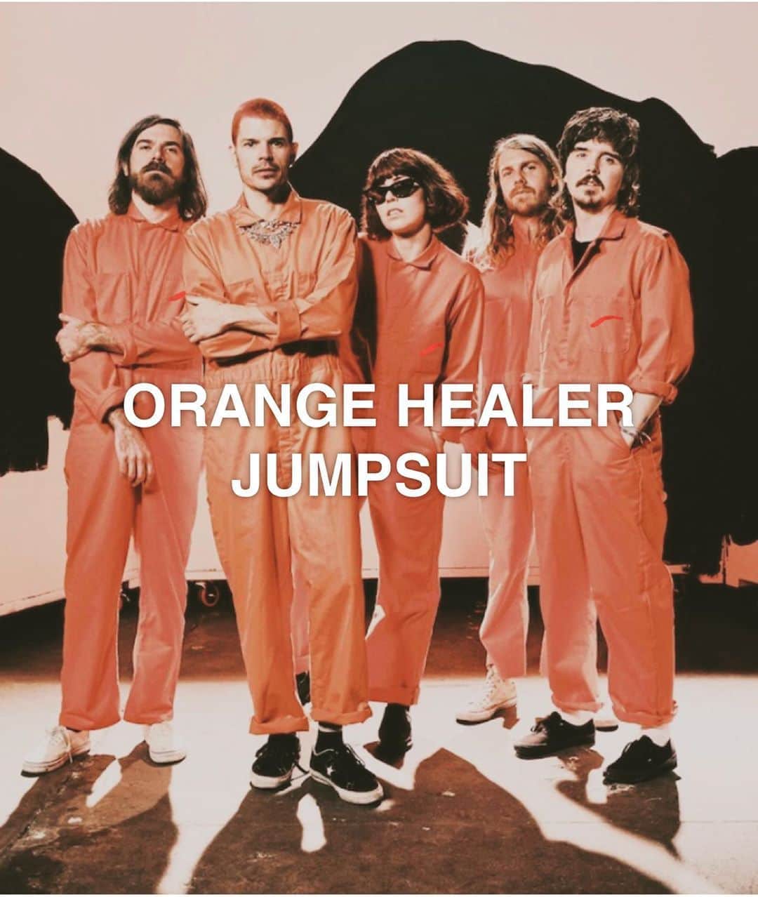 グループラブのインスタグラム：「Our orange healer jumpsuits are for sale NOW! Link in BIO!!! So pumped to wear these all together ❤️❤️❤️」