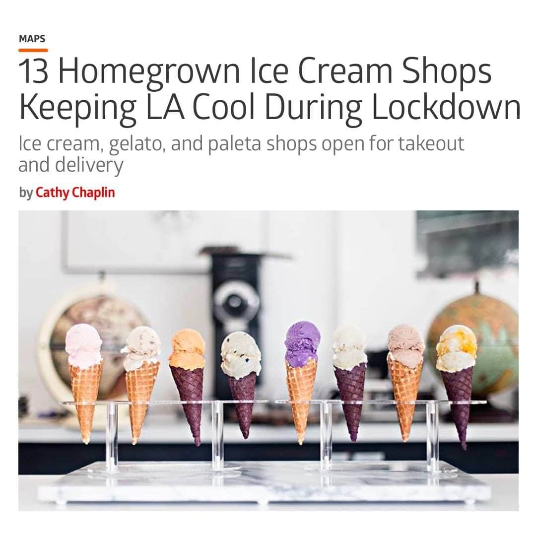 Eater LAさんのインスタグラム写真 - (Eater LAInstagram)「With temperatures rising throughout the LA, now is the time to take comfort in ice cream, soft serve, and gelato. This city is spoiled for choice when it comes to all that’s cold and creamy, with splendid scoop shops open for takeout and delivery from the Westside to the Valley. Here now are 13 outstanding ice cream shops serving during the coronavirus pandemic. 🍦📸 @wanderlustcreamery」5月7日 10時16分 - eater_la