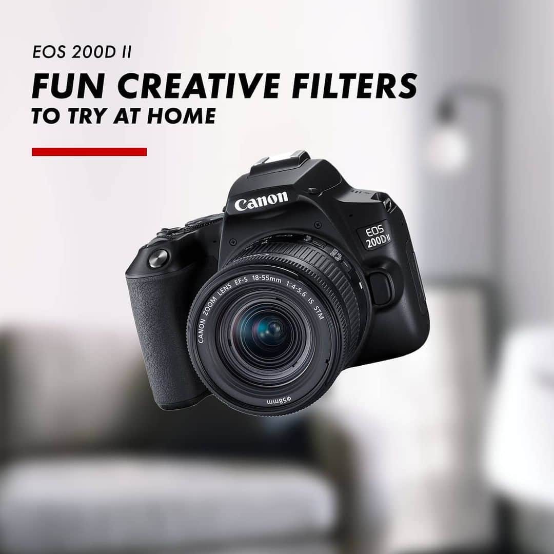 Canon Asiaのインスタグラム：「Keep calm with the EOS 200D II and snap away with these fun, whimsical photography effects you can play around with at home. . Think funny fish-eye 👁️ filter effect, fantasy-like miniature effect and dreamy soft focus filter. 🙌#StayhomewithCanon . Swipe 👉 to see the unique features in action! Find out more about the EOS 200D II in the link in bio. . #canonasia #photography #explore #creativefilters #timelapse #colours #canon  #macro #lens #inspiration #staysafe #stayhome #fisheye」