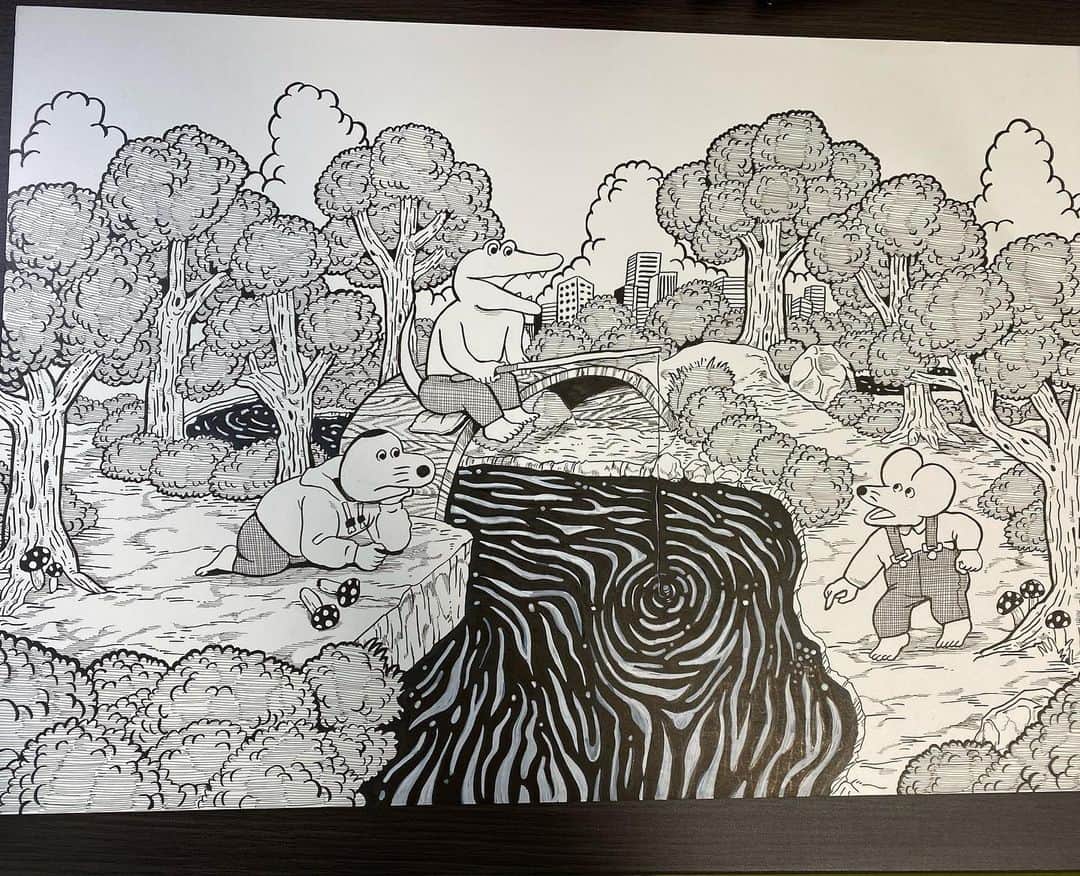 きくちゆうきのインスタグラム：「絵を描いてるところ」