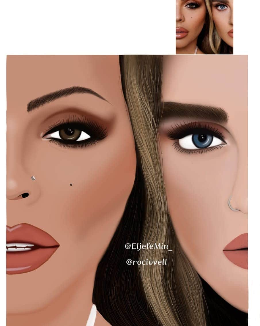 ジェイド・サールウォールのインスタグラム：「My sister just made this fan art for Pesy 🥺🥰 She is still a learner making this kind of fan art and i think it's really good jod 😍❤ @perrieedwards @jesynelson @littlemix #perrieedwards #JesyNelson #littlemix #Pesy @jadethirlwall @leighannepinnock  Credits: @srmin4 // @rociovell ❤」