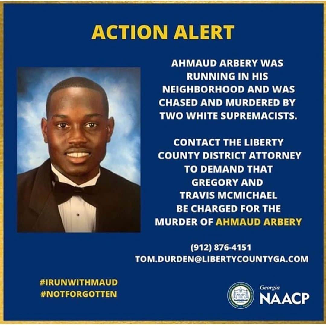 キャメロン・ラッセルのインスタグラム：「A horrific hate crime met by despicable inaction that makes local officials conspirators. Take a minute to visit the link in bio and make calls. #irunwithmuad #notforgotten #sayhisname」