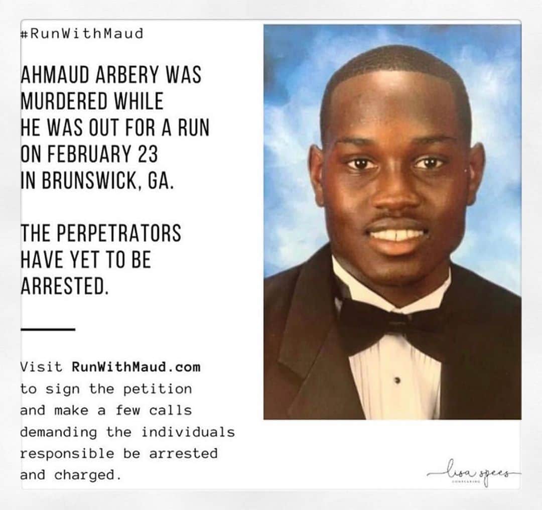 カミラ・マーシャルのインスタグラム：「Sign it. Call it. Help us. • www.runwithmaud.com • #justiceforahmaud #runwithmaud」
