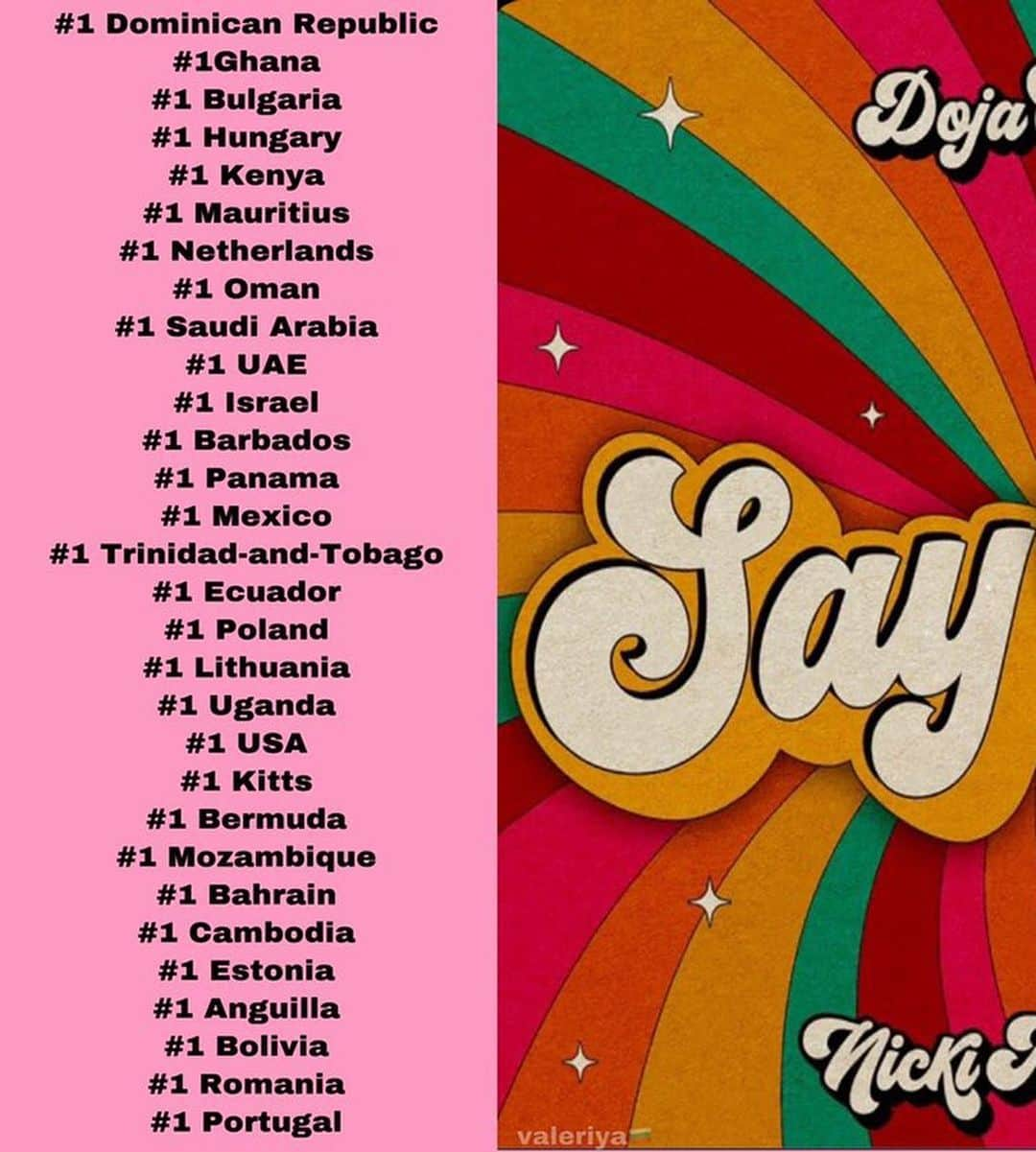 ニッキー・ミナージュさんのインスタグラム写真 - (ニッキー・ミナージュInstagram)「#SaySoRemix #1 in 30 countries. Thank you. Drop ya flag in the comments if your country made this list. 🔥😘♥️ #dojacat ♥️🔥😘 #SaySoRmxPARTY I’m on my way 🦄」5月8日 4時43分 - nickiminaj