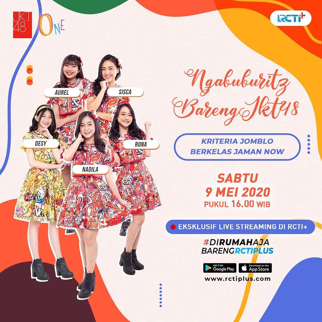 ロナ・アングラエニのインスタグラム：「Ngabuburitz Bareng JKT48 di aplikasi RCTI+  @jkt48desy akan ngundang @jkt48nadila @jkt48rona @jkt48sisca & @jkt48aurel untuk akustik di Ngabuburitz Bareng JKT48 dan akan ngobrolin kriteria jomblo berkelas hingga perform lagu Yuk saksikan ngabuburitz bareng JKT48 hari Sabtu, 9 Mei mulai pukul 16:00 WIB di aplikasi RCTI+ - Ramaikan dan tanya - tanya langsung di kolom #LiveChat ya! - Download aplikasi RCTI+ di Playstore atau Appstore, sekarang juga!  Info lebih lanjut follow Instagram @rctiplusofficial  #RCTIPlus #JKT48 #DirumahAjaBarengRCTIPlus #NgabuburitzJKT48RCTIPlus」