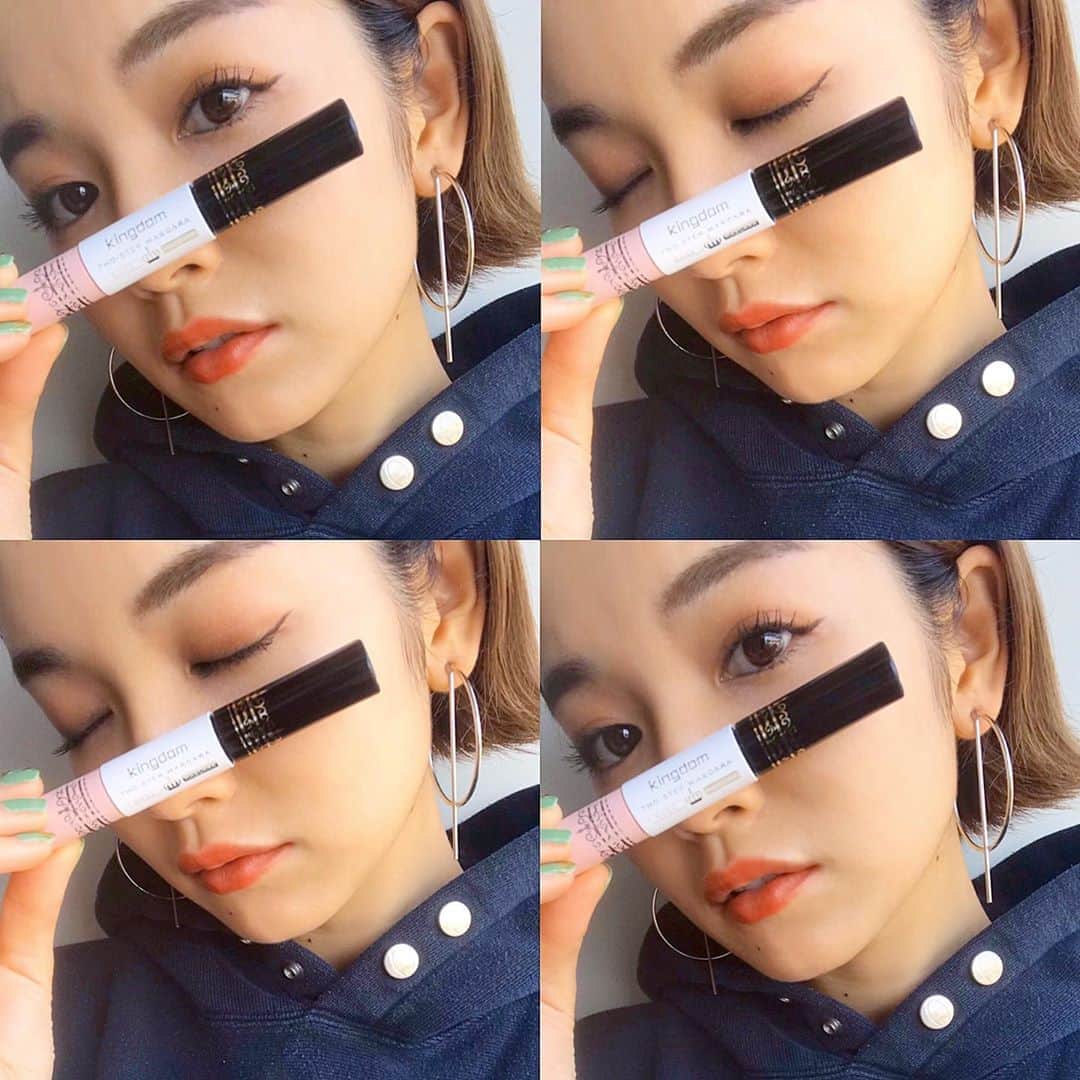 富久美玲のインスタグラム：「_ . ずっと愛用しているマスカラさん👀 . みんなから何のマスカラですか？など 質問沢山頂くので紹介致します👍✨ . #kingdom ツーステップマスカラE ディープブラック . メイク仕立てのままメイク落とすまで カールも長さもキープされるという すごく有能なマスカラさんです！！！ . #make#コスメ#eyemake#マスカラ」