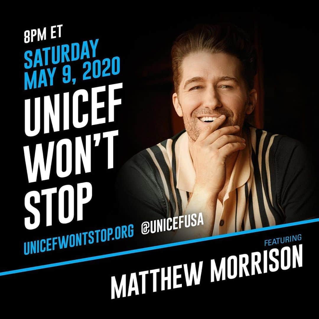 マシュー・モリソンさんのインスタグラム写真 - (マシュー・モリソンInstagram)「I’m thrilled to join @unicefusa in UNICEF WON’T STOP, a one night only virtual tour of the World and the heroic work that UNICEF does #ForEveryChild. Join me, @cher, @jordinsparks, and more friends as we take a look at the amazing children, families, and health workers that UNICEF fights for every single day. I'll have a special performance for you as well.  Tune in Saturday, May 9 at 8pm ET / 5pm PT at www.unicefwontstop.org #UNICEFWontStop」5月9日 2時45分 - matthewmorrison