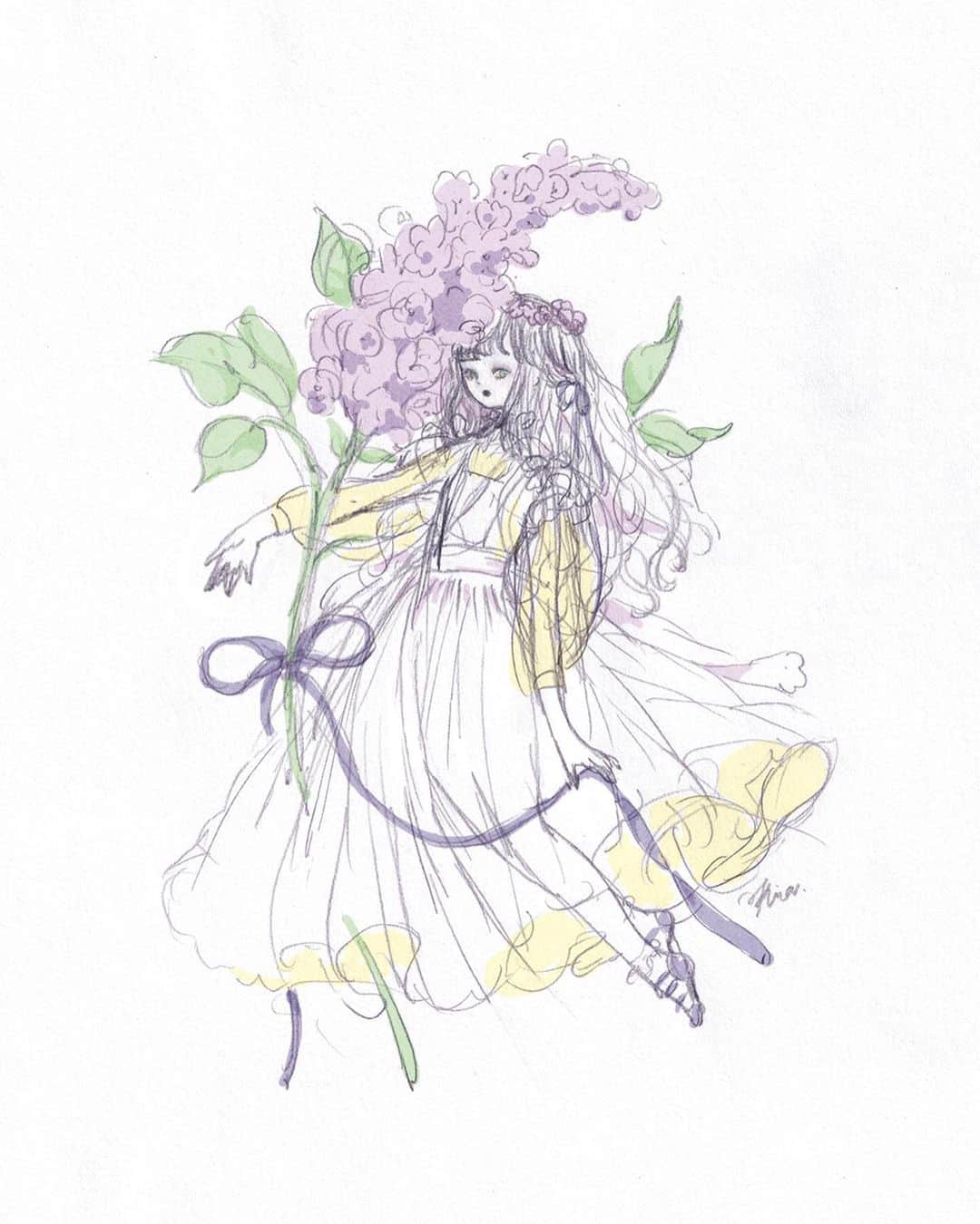 今井キラのインスタグラム：「ライラックのらくがき。﻿ ﻿ #kiraimai #sweetlolita #lolitafashion #lilac #ライラック」
