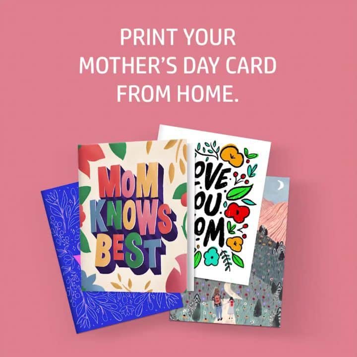 HP（ヒューレット・パッカード）のインスタグラム：「Can’t get to the store? Print your own card (and envelope) for #MothersDay at hp.com/mothersday and be sure to celebrate the mom in your life.」