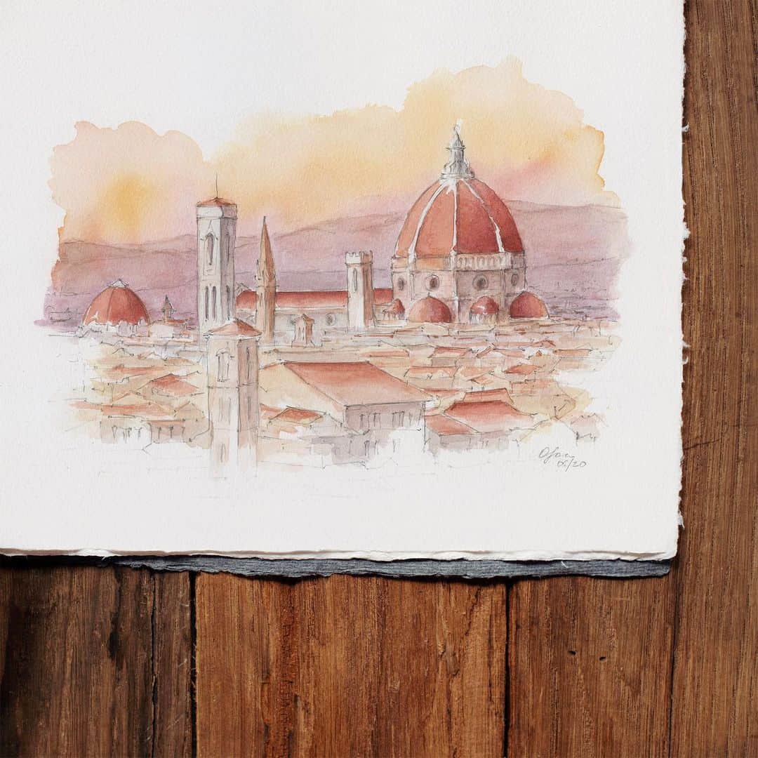 PSNYさんのインスタグラム写真 - (PSNYInstagram)「My recent watercolor sketch of Florence  #isolationcreation #commissionedart」5月9日 0時42分 - oliasaunders