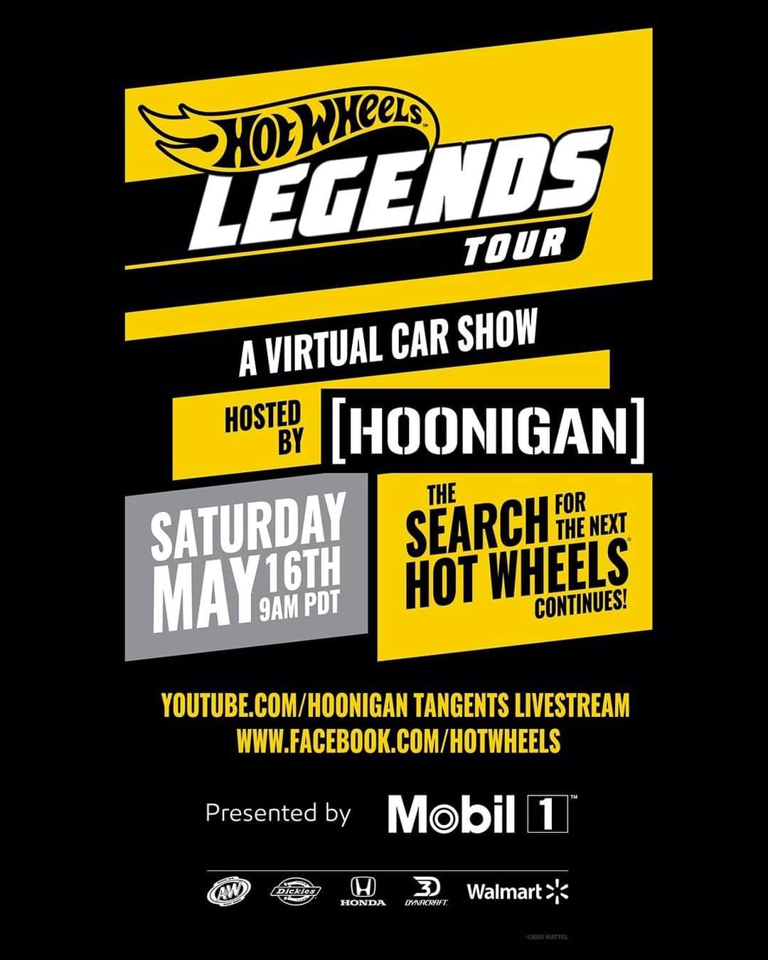 Hot Wheelsさんのインスタグラム写真 - (Hot WheelsInstagram)「Experience the #HotWheelsLegends Tour, presented by @mobil1 in your living room! Join us for the first-ever Legends Tour virtual stop, hosted with @thehoonigans. Tune in on our Facebook and Hoonigan’s YouTube on Saturday, 5/16 at 9AM PT to witness this epic event. Learn more at hotwheels.com/legends or in our Instagram Stories」5月9日 1時01分 - hotwheelsofficial