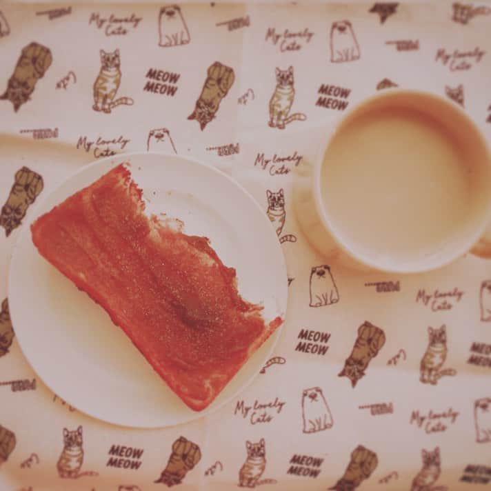 中崎絵梨奈さんのインスタグラム写真 - (中崎絵梨奈Instagram)「朝ごはんはトースト半分にあんこ乗せ🤎 ソイラテ（豆乳少なめで半分以上はブラックコーヒーにしてます）  朝はまったり過ごすのがすきです。 さて、お昼は何食べようかな☺︎ #パンを手でちぎるという雑さ #包丁使うか迷ったんだけどね #洗うのがね後々ね #一人暮らしだとこうなるね　笑 #おうち時間　#おうちカフェ」5月9日 12時18分 - nakazaki_erina