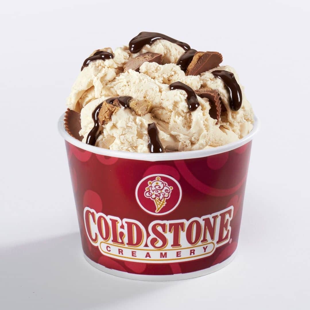 コールド・ストーン・クリーマリーのインスタグラム：「Our NEW PB Dough Delight™ Creation is mixed with REESE’S Peanut Butter Cup, Cookie Dough & Fudge 🍫🥜」