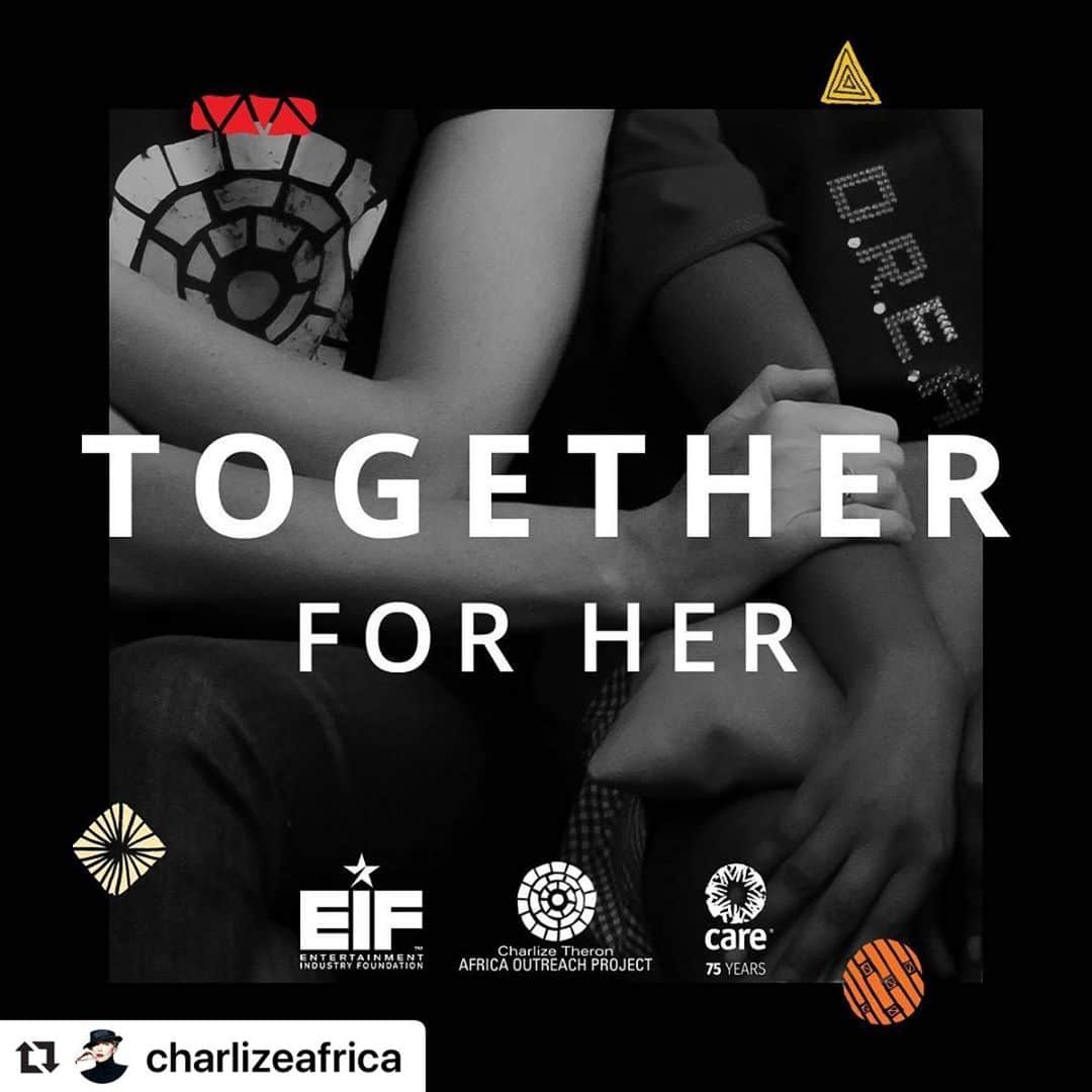 メアリー・マコーマックのインスタグラム：「#Repost @charlizeafrica  During this unprecedented global crisis, we are being told to shelter in the safety of our homes – but what if our homes aren't safe? For the millions of women and children around the world sheltering with their abuser, home can be dangerous.  That's why in support of the global fight against domestic violence during the #covid19 crisis, @ctaop and I are joining forces with CARE and the Entertainment Industry Foundation in standing #TogetherForHer. My team is committing $1 million to COVID relief efforts, with $500,000 specifically designated towards our Together For Her campaign, supporting women against domestic violence through the provision of funds and resources to trusted domestic violence shelters around the world.  Our rallying cry is this: Please join us in showing women experiencing domestic violence that they are not alone – we are behind them, with them, for them,  #TogetherForHer.」