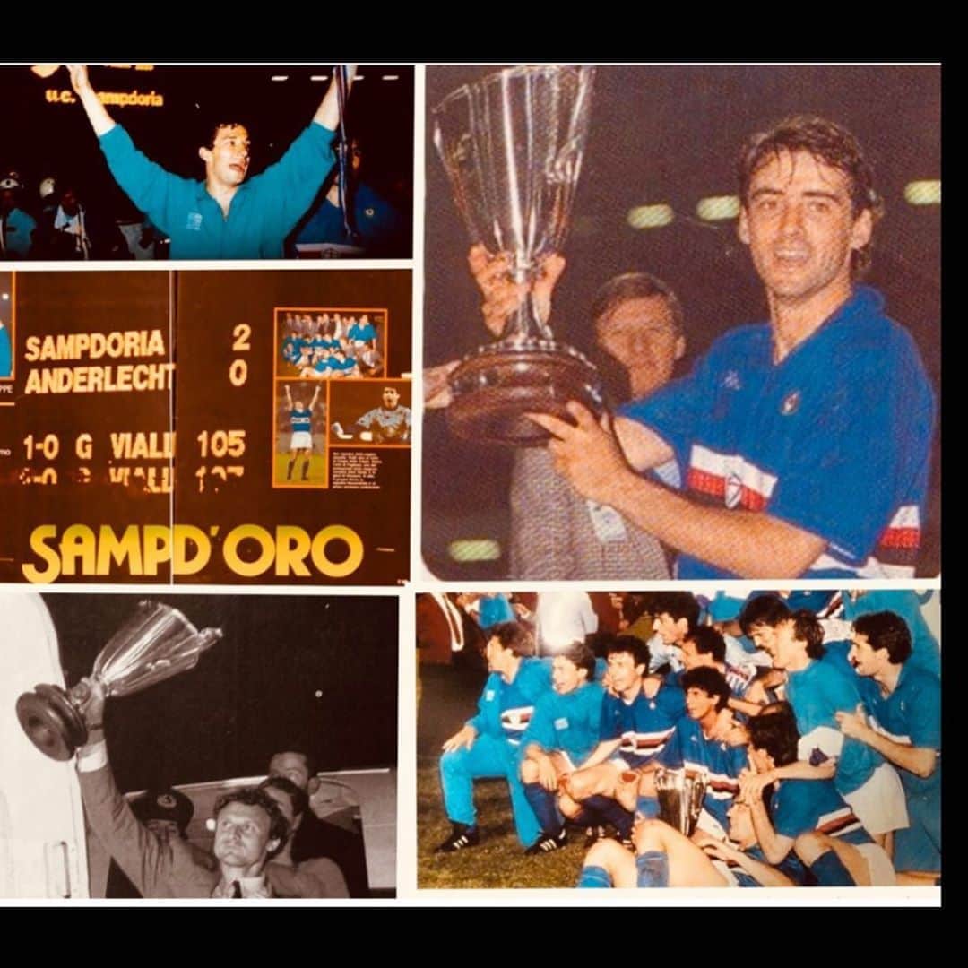 ロベルト・マンチーニのインスタグラム：「9-5-90 #coppacoppe @sampdoria grazie ragazzi💙🤍❤️🖤🤍💙」
