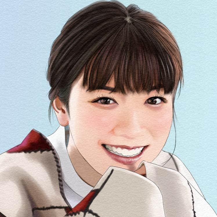 のインスタグラム：「‪『永野芽郁さん(@mei_nagano0924official )』‬ ‪#似顔絵 #イラストレーション #イラスト #女優 #永野芽郁 #caricature #illustration #portrait #artwork #drawing #actress #meinagano‬」