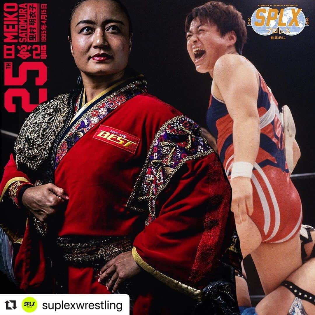 里村明衣子さんのインスタグラム写真 - (里村明衣子Instagram)「#Repost @suplexwrestling with @make_repost ・・・ SuplexApparel.com | Meiko Satomura. 25th Anniversary. ❤️. . . . . 📷 @beyondgorilla  #Meiko25 #meikotime #meikosatomura #meiko #satomura #sendai #fightclubpro #worldchampion #sendaigirls #progresswrestling #womenschampion #gaea #gaeaism #gaeajapan #japan #korakuenhall #ajakong #femaleathlete #legend #teamsuplex #teamsplx #splxapparel #splxwrestling #splx #プロレス #splxプロレス」4月16日 14時53分 - meiko_satomura