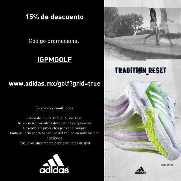 アレハンドラ・ジャネサのインスタグラム：「Extra extra! 15% de descuento adicional en todos los artículos de golf! 🤩 solo en @adidasmx online con el código @igpmgolf (dale like si leíste las letras chiquitas con la voz del señor de los anuncios 😁)」