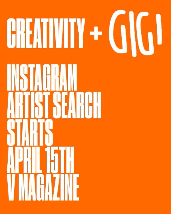 のインスタグラム：「felt animator ? miniature sculpting ? pasta art ?! I’ve got love for it all. PLZ SHOW US YOUR STUFF, whatever that may be !!!!! We wanna create w you and spread the joy your art brings with the world!! #CREATIVITYXGIGI 🧡 #TheGigiJournal Repost @vmagazine: V Magazine is proud and excited to welcome @gigihadid to our CreatiVity panel! With her longtime passion for researching, discovering and following the work of visual artists (of any & ALL mediums!) on Instagram, Gigi will partner with V Magazine to spotlight new artists for her next #TheGigiJournal, starting with a talent-search between today, April 15th & May 20th! We want to help broadcast art and its creators, from around the globe, that we think deserve celebrating! The selected artists, culminating in a list of chosen winners and announced at the end of the 5 week period, will be given a profile in the Gigi Journal alongside a new piece of their work, creative directed in collaboration with Gigi, for our upcoming Fall issue!  This will also include profiles and projects produced with some of Gigi’s longtime favorite creatives she’s followed over the years! In our continuous effort to give hope back to the world, V Magazine is excited to have Gigi share her unique voice and platform to help support young and/or undiscovered artists.  Do you want to be a part of this project? Help us find you! Here are some guidelines: 1) Be sure to tag #CREATIVITYXGIGI in your caption BEFORE May 20, 2020! 2) Your Instagram will need to feature multiple pieces of work (from any medium of art) for review 3) Follow @vmagazine & @gigihadid to be contacted via DM  Good Luck!」