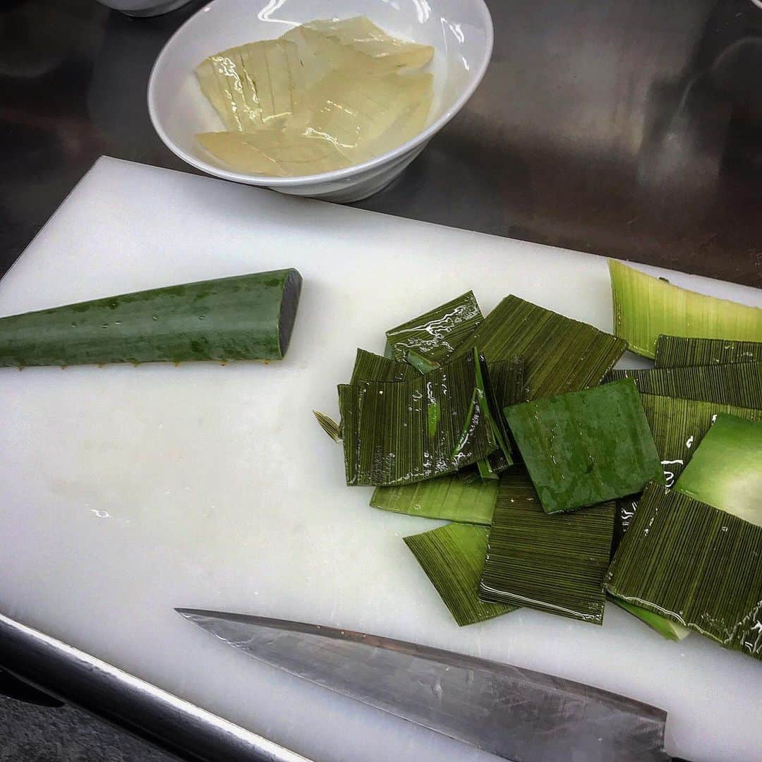 無化調ラーメン「ゆきふじ」さんのインスタグラム写真 - (無化調ラーメン「ゆきふじ」Instagram)「『木曜日はカレー曜日』  4月17日、明日はカレーの日です。  今回の付け合わせは「特大アロエ」 テーブルを独占してしまう肉厚な姿は圧巻。 皮を丁寧に剥いて漬け込みました。 失敗したらすいません。  来週のカレーも試作入ります！  #スパイスカレー #スパイスカレー部 #スパイスカレー#スパイス #アロエベラ #アロエ #ゆきふじ #カレー好きな人と繋がりたい #カレー好きと繋がりたい」4月16日 20時43分 - yukifuzi3785