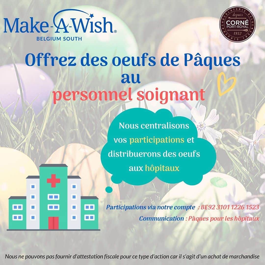 エデン・アザールのインスタグラム：「Make-A-Wish Belgium South veut remercier le personnel soignant des hôpitaux en Belgique🏥 en leur offrant des œufs de Pâques 🐣 Faites comme moi en tant que parrain de Make-A-Wish : soutenez-les en versant le montant de votre choix! #makeawish #makeawishbelgiumsouth Make-A-Wish Belgium South wants to thank the hospital staff in Belgium by offering them Easter eggs 🐣 As godfather of Make-A-Wish, do like me and support them by paying the amount of your choice!  #makeawish #makeawishbelgiumsouth #onestensemble 👍🏿👌🏿」