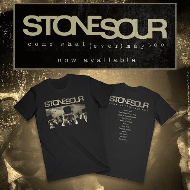 Stone Sourのインスタグラム：「We’re coming close to wrapping up our Demo Sessions from our Come What(ever) May album. In honor of the record, we’ve released a new Pigment Dyed Tee in our web store for a vintage look and feel. Grab yours now at store.stonesour.com (link in story)」