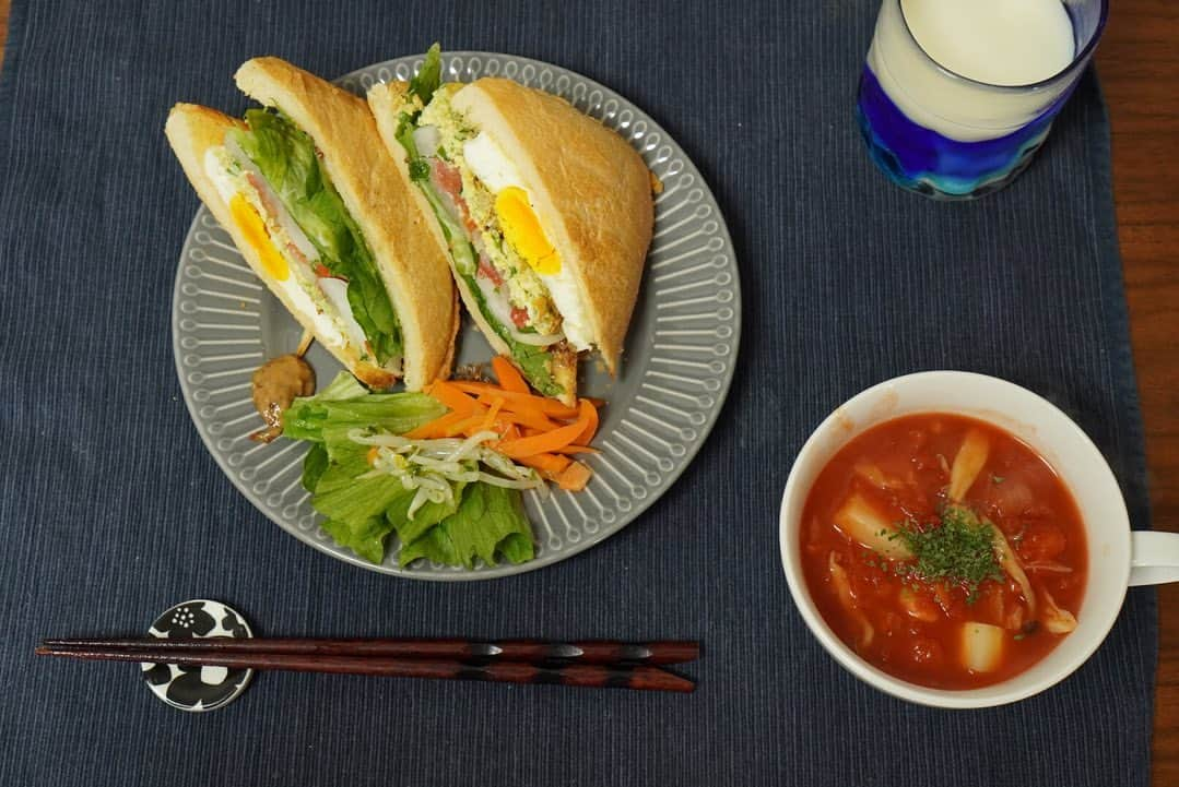 藤井快さんのインスタグラム写真 - (藤井快Instagram)「🍽Meal photo vol.9🍽 • 食べ物を投稿するクライマーです。 パンが増えました🥐🥖🍞 野菜たっぷりサンドイッチと野菜たっぷりスープで免疫力アップ！ • #おうち時間 #おうちごはん #コロナにまけるな」4月17日 17時31分 - fujii_kokoro