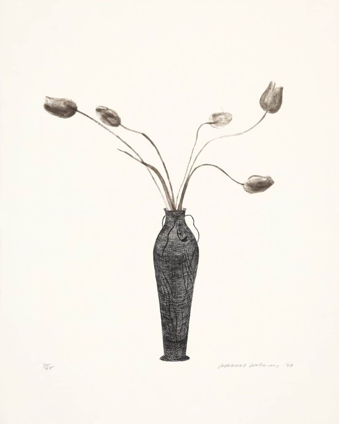 アウアーのインスタグラム：「‘Tulips’ - David Hockney, 1973」