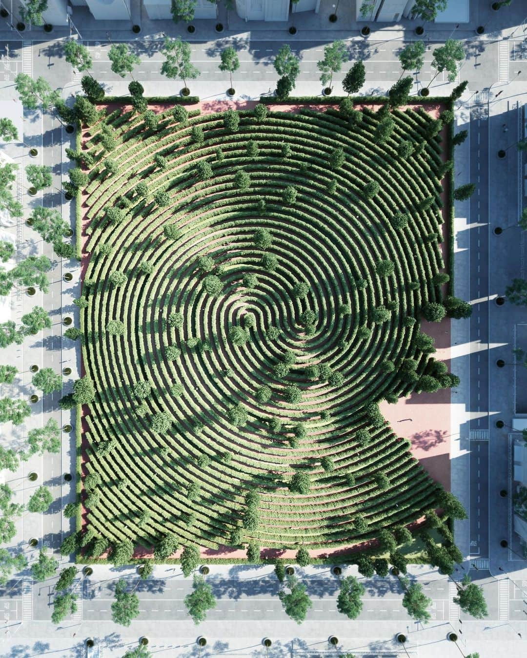 HYPEBEASTさんのインスタグラム写真 - (HYPEBEASTInstagram)「#hypelife: Austria-based architecture firm @studioprecht has unveiled its design for Parc de la Distance, a maze-like park that would allow people to be outdoors while practicing social distancing. Based on what a park would look like and how it would function if social distancing was a design guideline, the proposed design would be comprised of 90-centimeter-wide hedges arranged in a swirl pattern, while gates on the entrances and exits of each route will indicate if a path is occupied. Find out more via the link in our bio.⁠⠀ Photo: Precht」4月17日 18時49分 - hypebeast