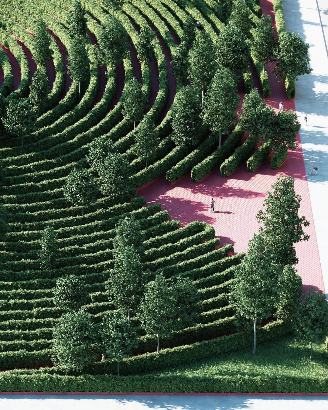 HYPEBEASTさんのインスタグラム写真 - (HYPEBEASTInstagram)「#hypelife: Austria-based architecture firm @studioprecht has unveiled its design for Parc de la Distance, a maze-like park that would allow people to be outdoors while practicing social distancing. Based on what a park would look like and how it would function if social distancing was a design guideline, the proposed design would be comprised of 90-centimeter-wide hedges arranged in a swirl pattern, while gates on the entrances and exits of each route will indicate if a path is occupied. Find out more via the link in our bio.⁠⠀ Photo: Precht」4月17日 18時49分 - hypebeast