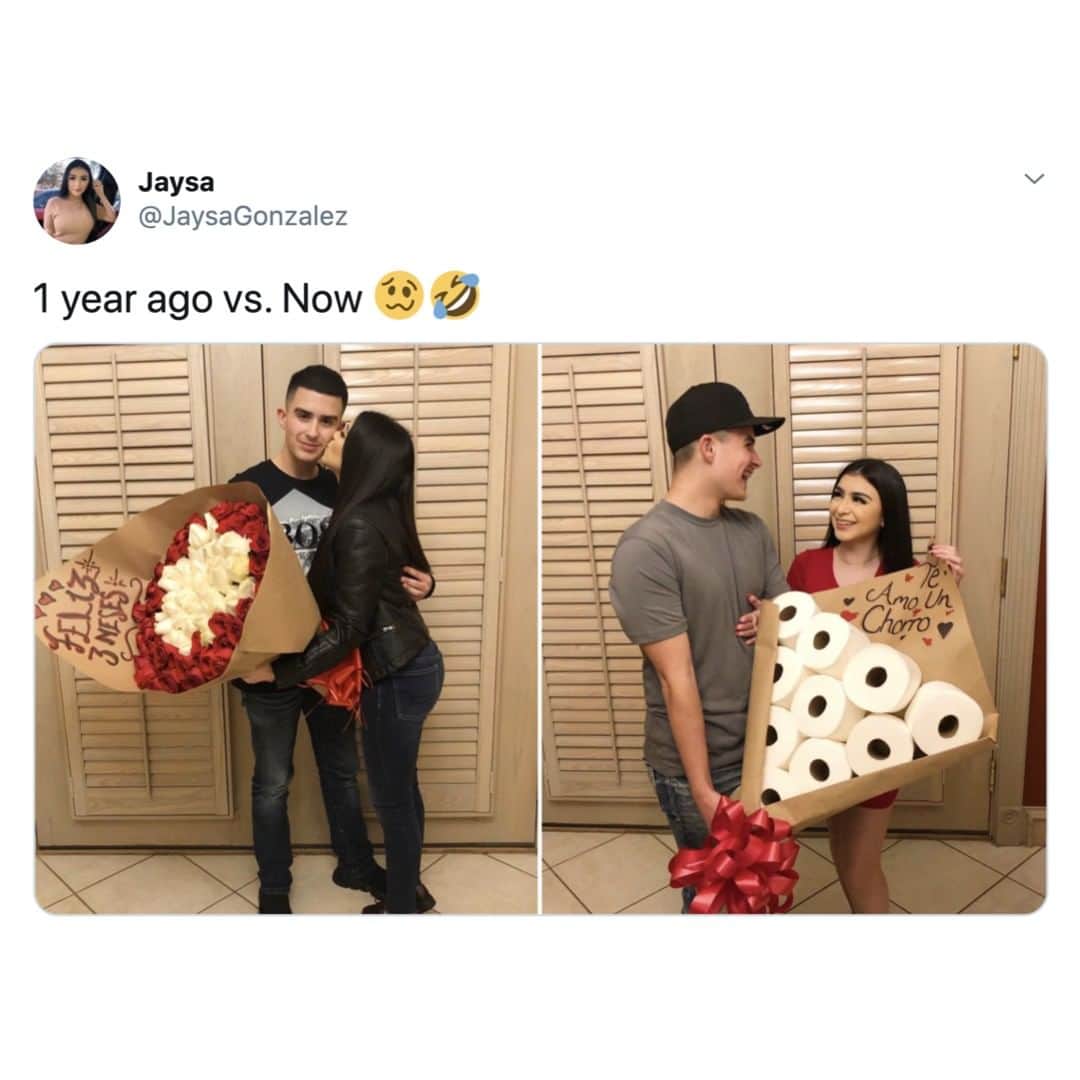 9GAGさんのインスタグラム写真 - (9GAGInstagram)「A precious gift for this trying time 🤪 🔥 Follow @couple for more #couplegoals⠀ -⠀ 📝 TW | jaysagonzalez⠀ -⠀ #couple #relationship #toiletpaper #quarantine」4月17日 17時15分 - 9gag